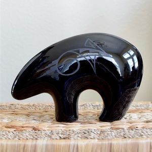 Vintage 12” Navajo LARGE Black Bear Native American Art Pottery, Signed
